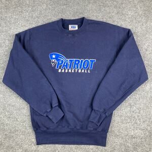 Russell Athletic Sweatshirt Mens M Navy Patriot Basketball Logo Crewneck